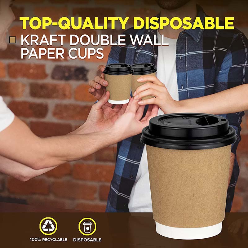 Uchampak - Compostable Paper Cups | Disposable Paper Coffee Cups | Water Paper Cups Cold Beverage Double wall cup - Image 5
