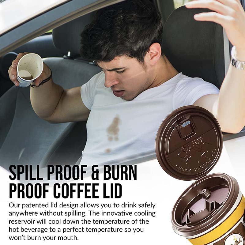 Uchampak- Disposable Paper Coffee Cups | Water Paper Cups, Hot Cocoa, Cold Beverage | Rolled Rims, Double wall cup - Image 3