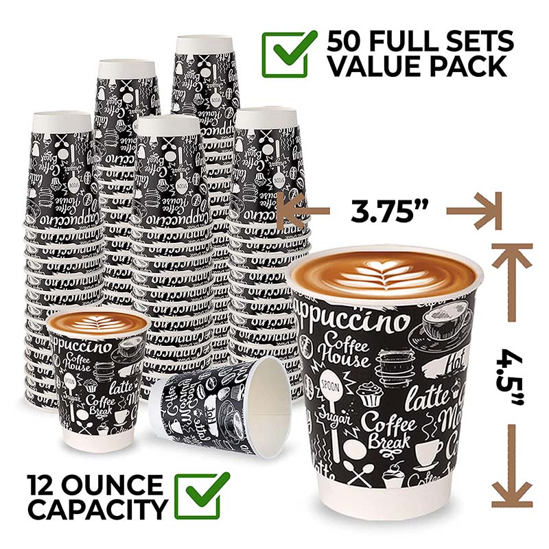 Uchampak - High Quality Ripple Wall Double Wall Hot Drink Paper Cup Take Away Coffee Cup - Image 3