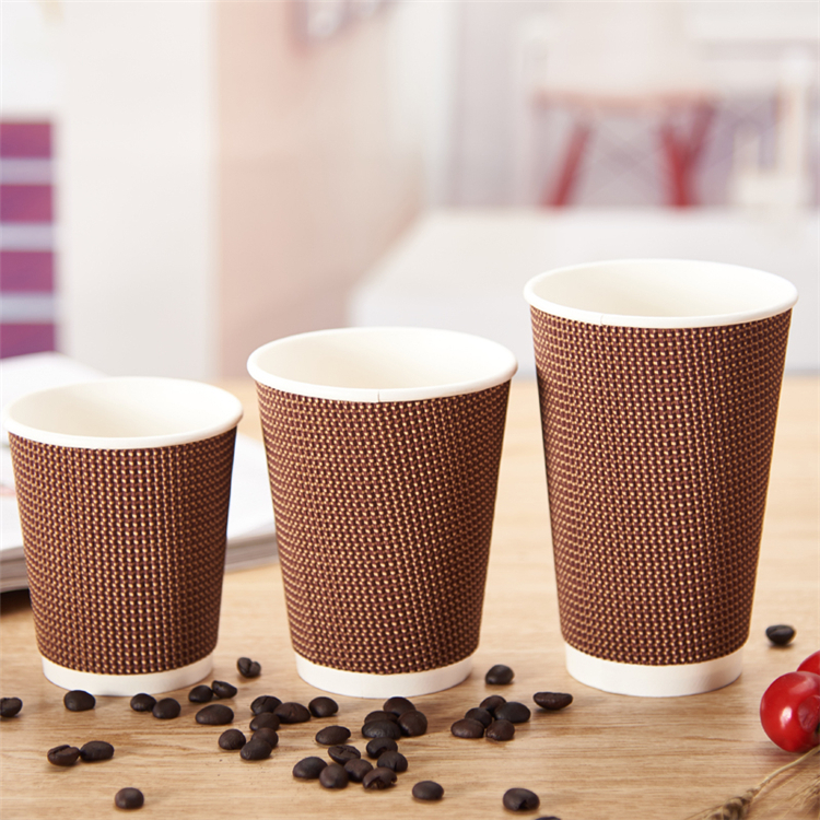 Uchampak- Popular 12oz Disposable Eco Friendly Single/Double/Ripple Wall Coffee Paper Cups Ripple wall cup - Image 6