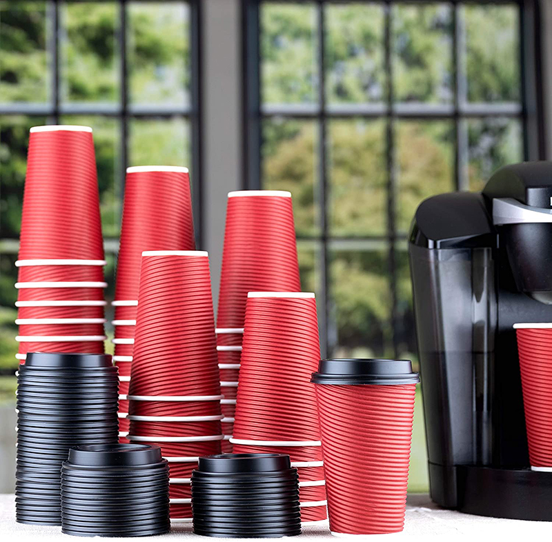 Uchampak- Hot Coffee Paper Cup Black Disposable Double Wall Gold Foil Stamping Custom Logo All 4oz 8oz 12oz Paper Cup1 - Image 6