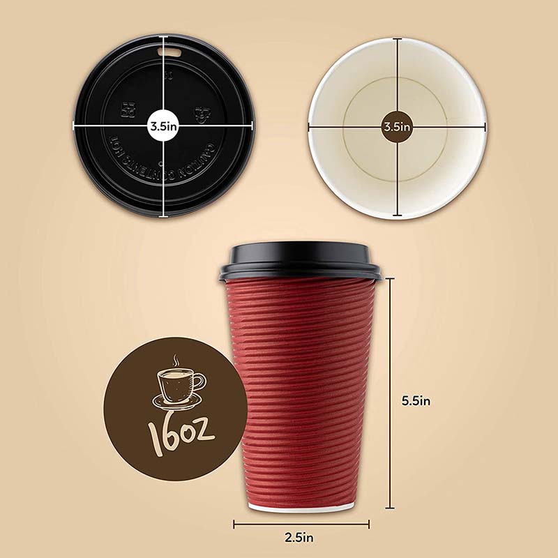 Uchampak - Hot Coffee Paper Cup Black Disposable Gold Foil Stamping Craft Gsm Style Time Packaging Ripple wall cup - Image 3