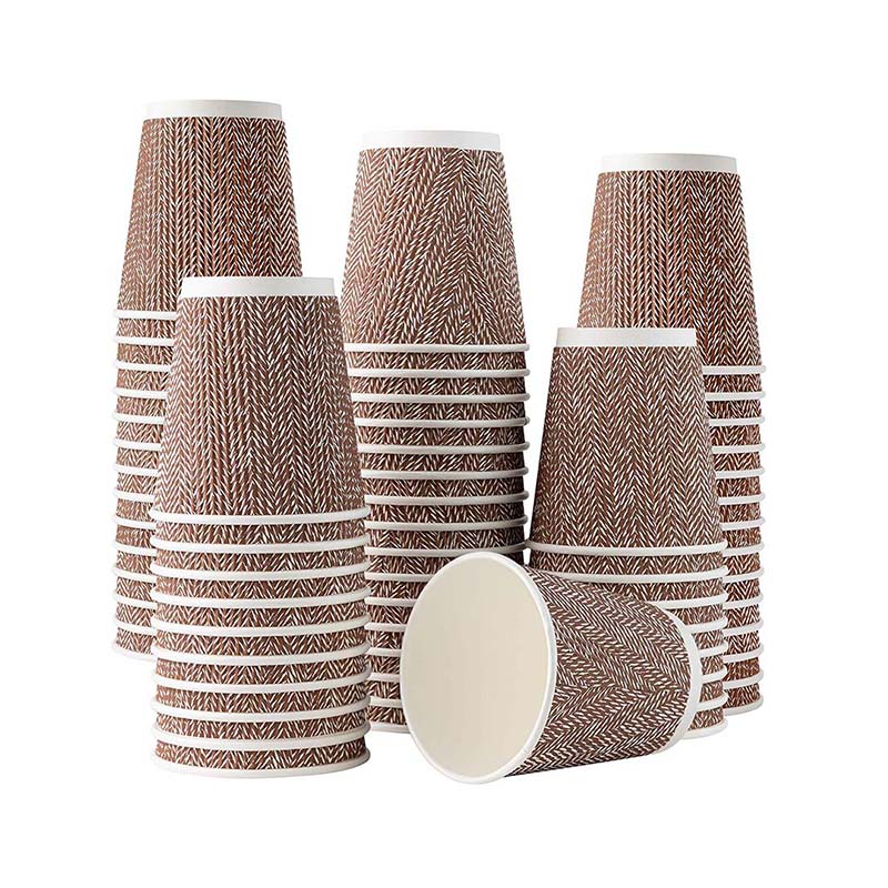 Uchampak- Disposable Double Wall Gold Foil Stamping Custom Logo Craft Gsm Style Time Packaging Ripple wall cup