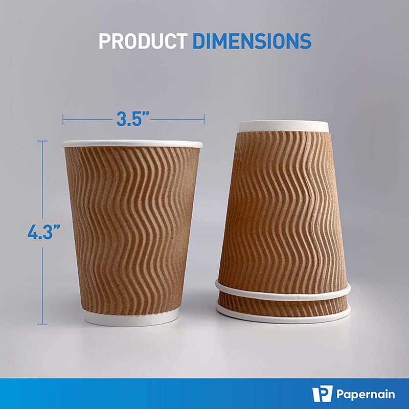 Uchampak - Hot Coffee Paper Cup Black Disposable Double Wall Gold Foil Stamping Custom Logo All 4oz 8oz 12oz Craft Gsm Style Time Packaging Ripple wall cup - Image 5