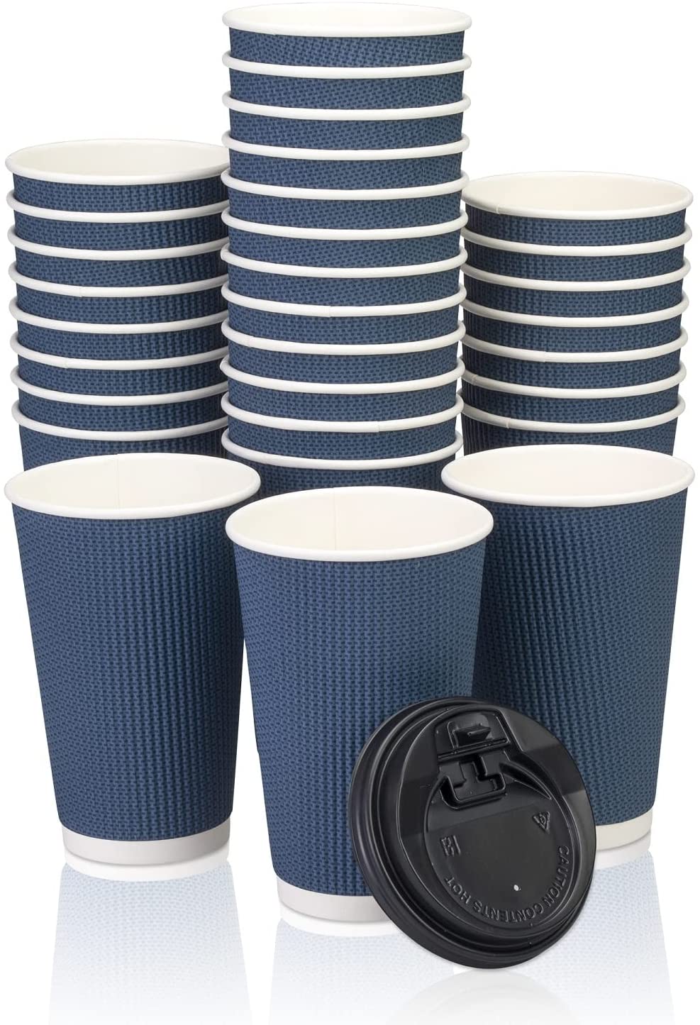Uchampak- Hot Coffee Paper Cup Disposable Double Wall Ripple wall for 8oz 12oz 16oz Printing cups corrugated paper cup