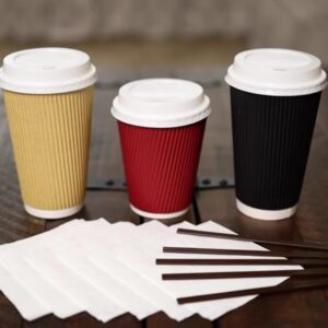 Uchampak - Double wall paper cup Custom Logo Paper Container Paper Bowl Green Gold Dark Wal STYLE Food Ripple wall cup