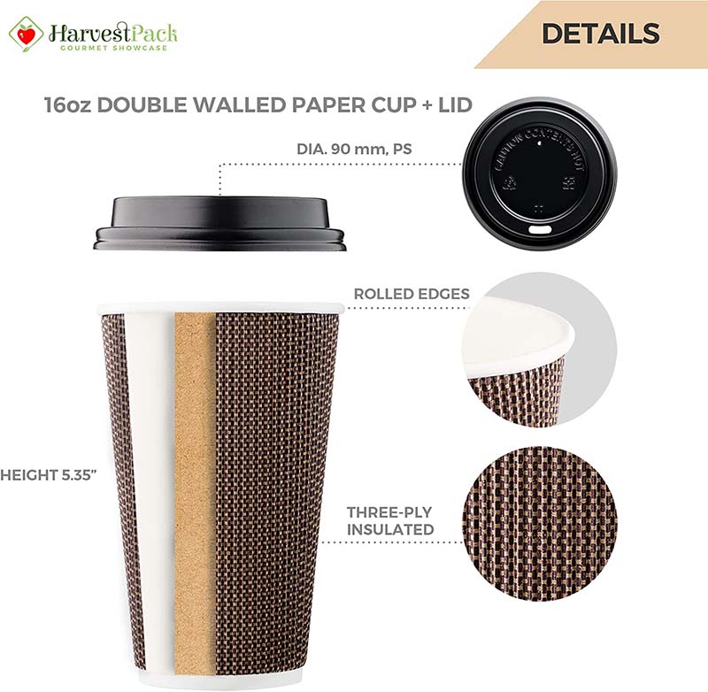 Uchampak- Hot Coffee Paper Cup Black Disposable Double Wall Custom Logo All 8oz 12oz Packaging Ripple wall cup - Image 3