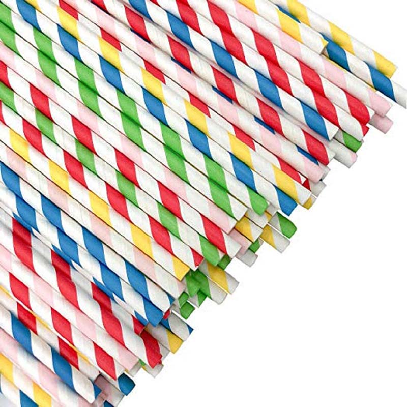 Uchampak - Biodegradable Paper Straws Bulk, Assorted Rainbow Colors Striped Drinking Straws for Juice shakes Accessories11