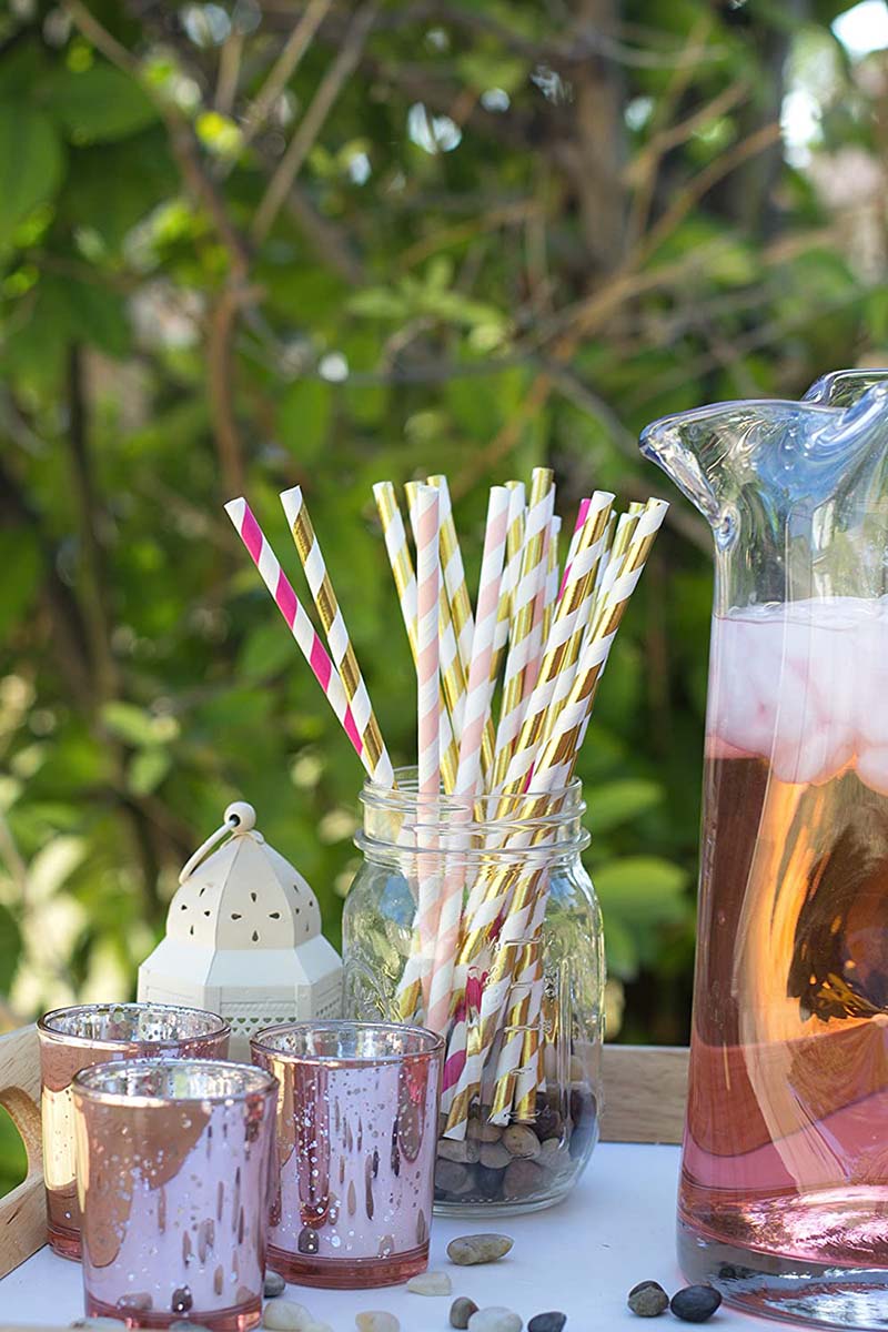 Uchampak - Biodegradable Paper Straws Bulk, Assorted Rainbow Colors Striped Drinking Straws for Juice shakes Accessories9 - Image 6