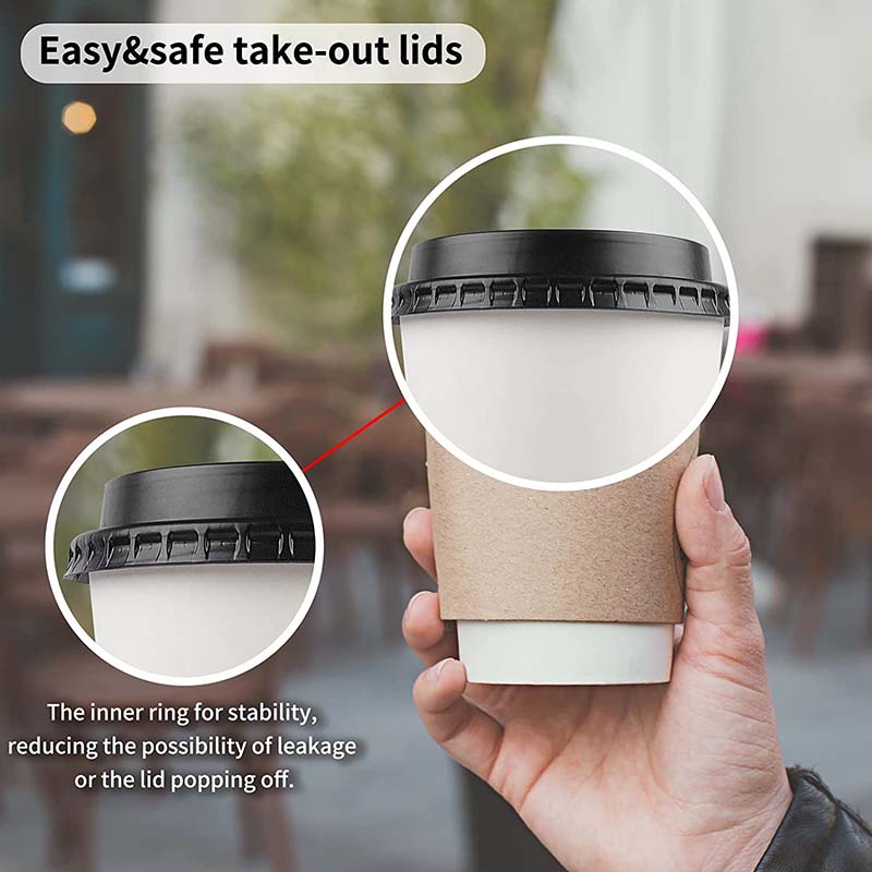 Uchampak- Recyclable Dome Lids, Coffee Cup Lid for Portable Drinks Fits 8, 10, 12, 16, 20 Disposable Paper Cups - Image 5