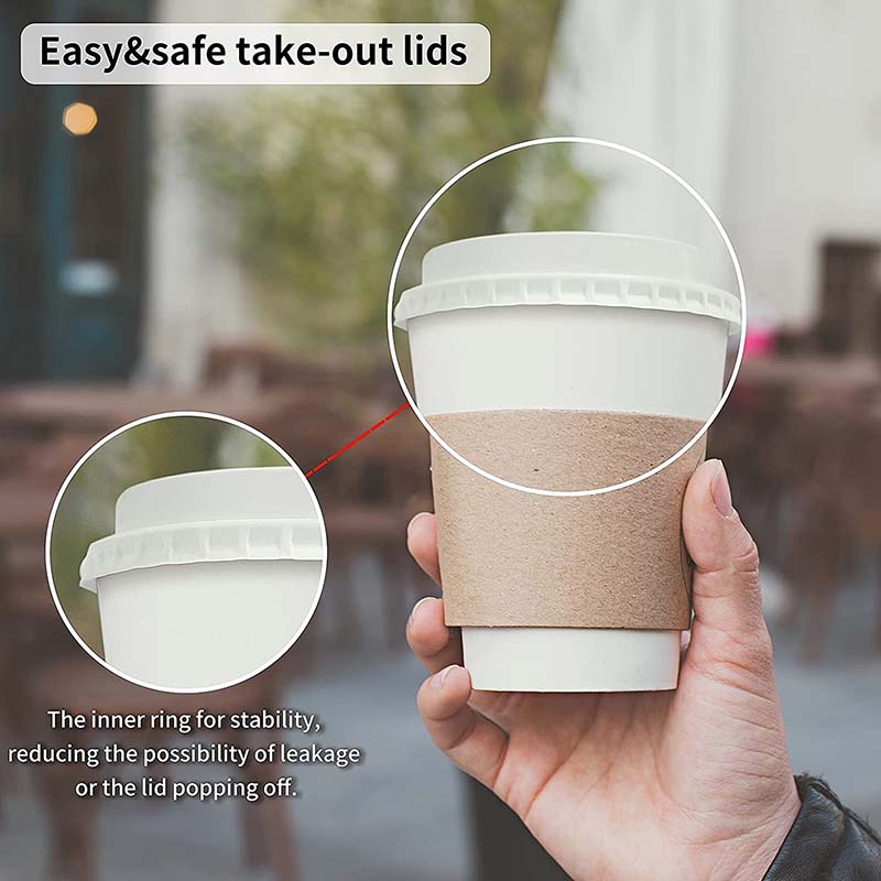 Uchampak - Plastic Lids for Disposable Paper Hot Cups, Fits most Cups Recyclable Easy-Flow Anti-Spill Design1