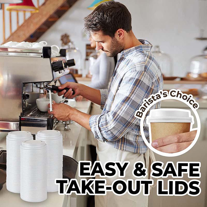 Uchampak- Disposable Paper Hot Cup Lids, Fits most Cups Recyclable Easy-Flow Anti-Spill Design For Home Accessories - Image 6