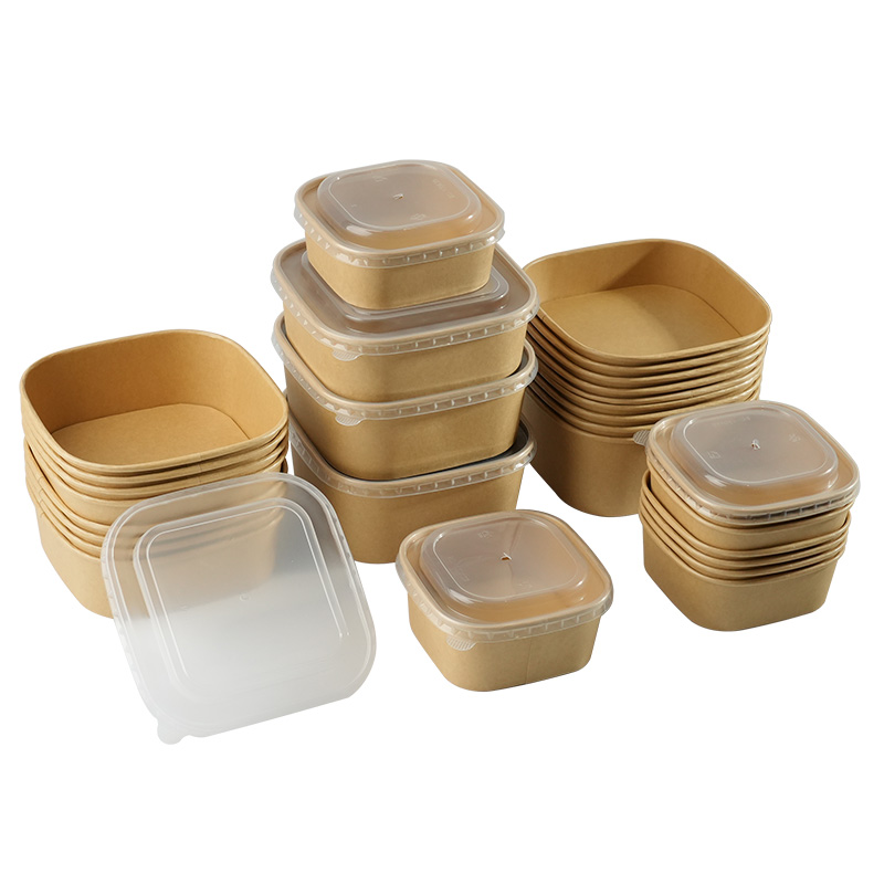 Uchampak Custom Square Paper Bowls – Greaseproof, Waterproof, Disposable Food-Grade Bowls - Image 3