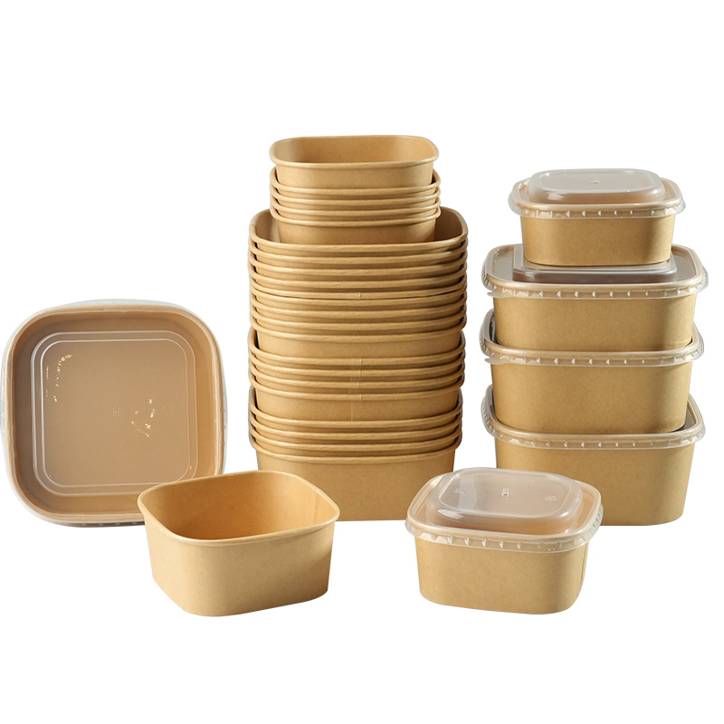 Uchampak Custom Square Paper Bowls – Greaseproof, Waterproof, Disposable Food-Grade Bowls - Image 4