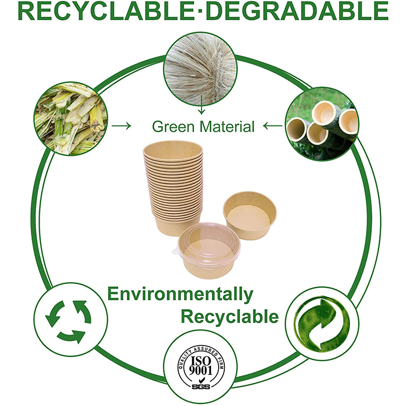 Uchampak - Disposable Soup Bowl for Hot/Cold Food, Soup Kraft bowls with PP lids Food containers Container - Image 3