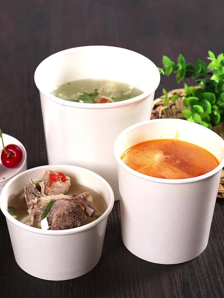 Uchampak - Disposable Soup Bowl for Hot or Cold Food, Party Supplies Poke Pak for Sundae Frozen Yogurt Soup Container
