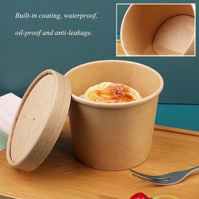 Uchampak - Poke Pak Disposable round soup container with paper lid to go bowl soup cup ice cream cup/container Container