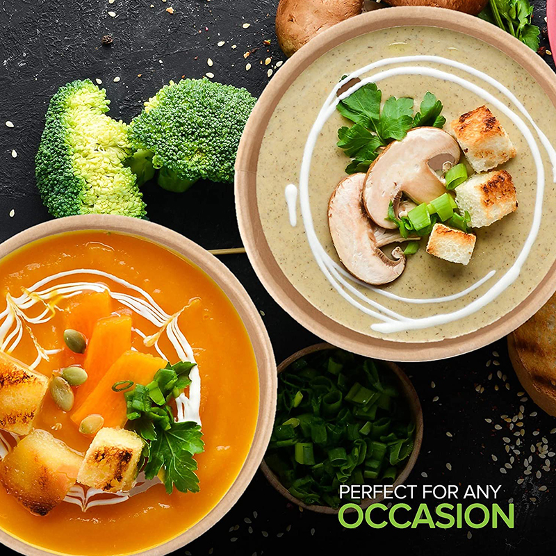 Uchampak- Poke Pak Disposable round soup container with paper lid to go bowl square/round/rectangle bowl Container - Image 6