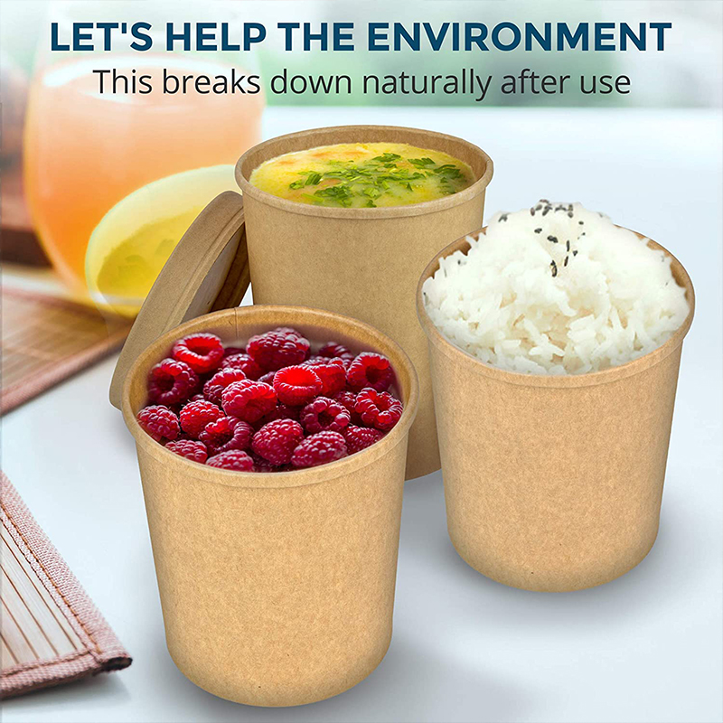 Uchampak- Poke Pak Disposable round soup container with paper lid paper soup container Container - Image 6