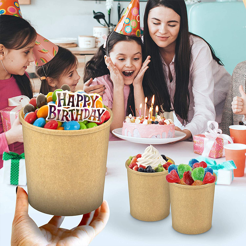 Uchampak- Poke Pak Disposable round soup container with paper lid paper soup container Container - Image 7