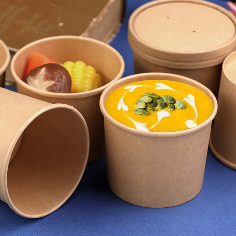 Uchampak - Poke Pak Disposable round soup container with paper lid to go bowl soup container/cup food container