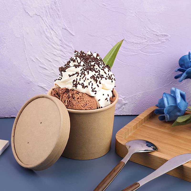 Uchampak- Poke Pak Disposable round soup container with paper lid to go bowl soup cup kraft bowl Container1