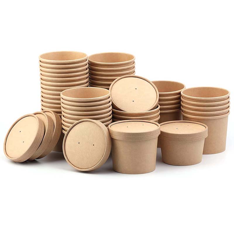 Uchampak- Poke Pak Disposable round soup container with paper lid to go bowl soup container/cup paper bowl Container