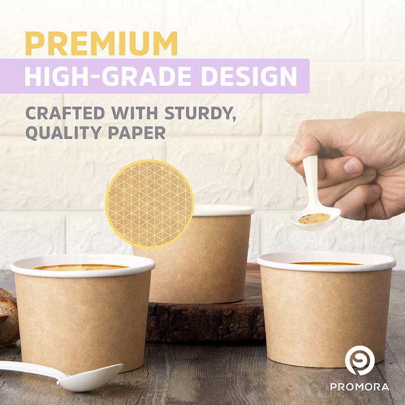 Uchampak- Poke Pak Disposable round soup container with paper lid to go bowl soup container/cup food container Container - Image 5