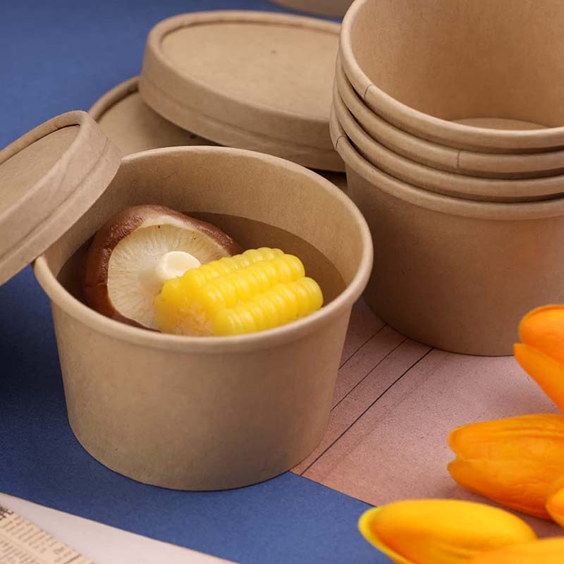 Uchampak- Poke Pak Disposable round soup container with paper lid to go bowl food container salad bowl to go bowl
