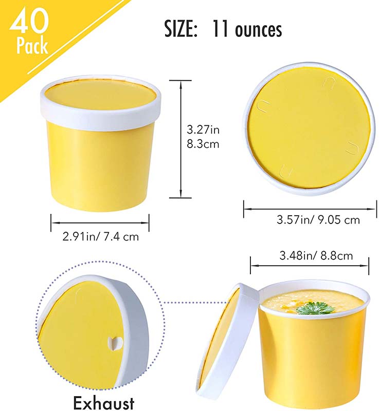 Uchampak- Poke Pak Disposable round soup container with paper lid to go bowl soup cup ice cream cup/container - Image 7