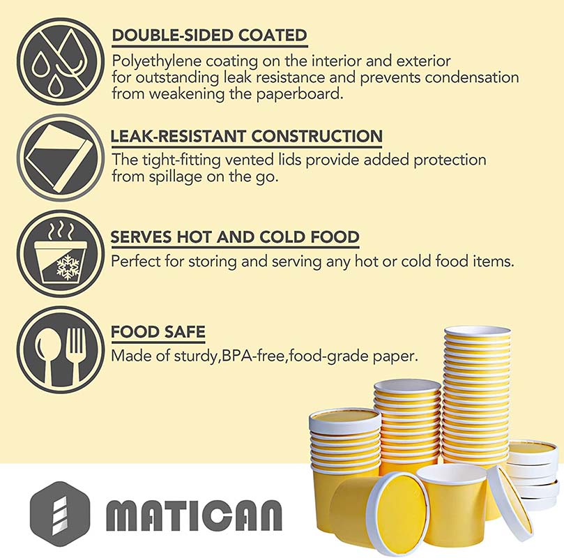 Uchampak - Poke Pak Disposable round soup container with paper lid food container Container - Image 6