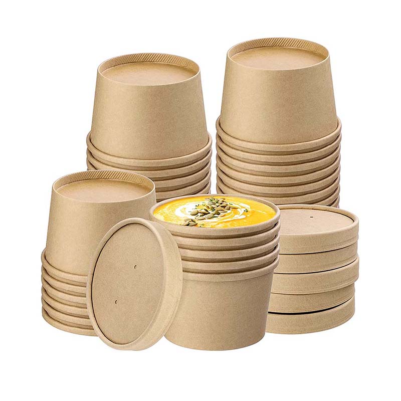 Uchampak- Poke Pak Disposable round soup container with paper lid to go bowl food container soup container