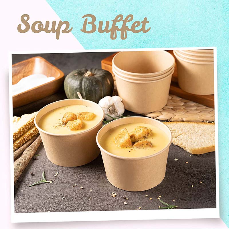 Uchampak- Poke Pak Disposable round soup container with paper lid to go bowl food container soup container - Image 7