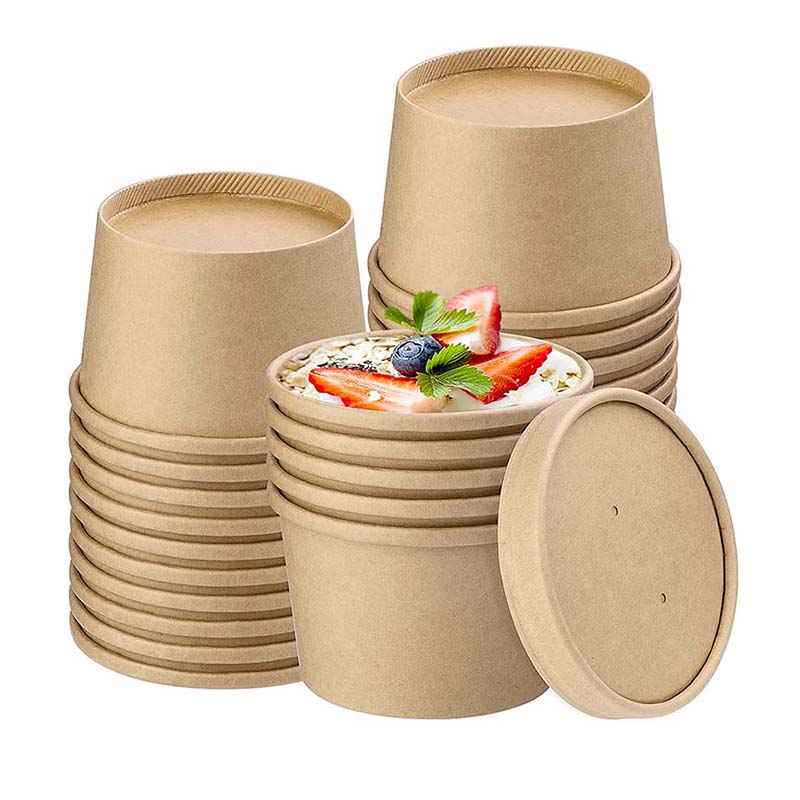 Uchampak - Poke Pak Disposable round soup container with paper lid to go bowl soup container/cup paper bowl Container
