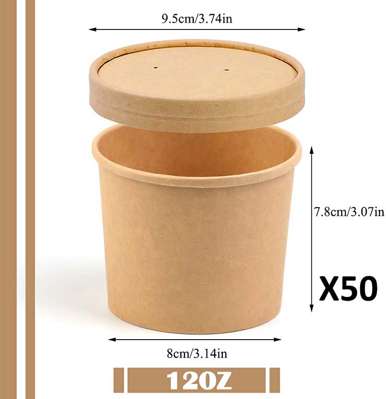 Uchampak - Poke Pak Disposable round soup container with paper lid to go bowl soup container/cup Container - Image 3