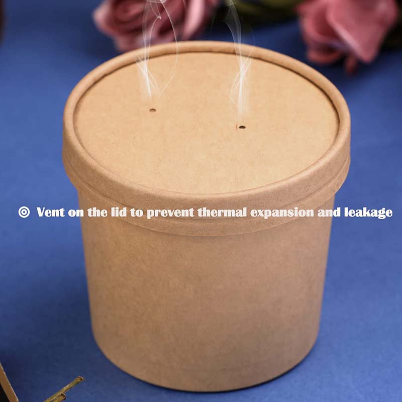 Uchampak - Poke Pak Disposable round soup container with paper lid to go bowl soup container/cup Container - Image 6