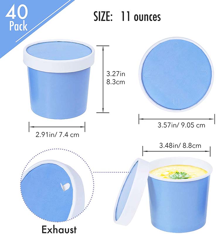 Uchampak - Poke Pak Disposable round soup container with paper lid to go bowl food container soup container