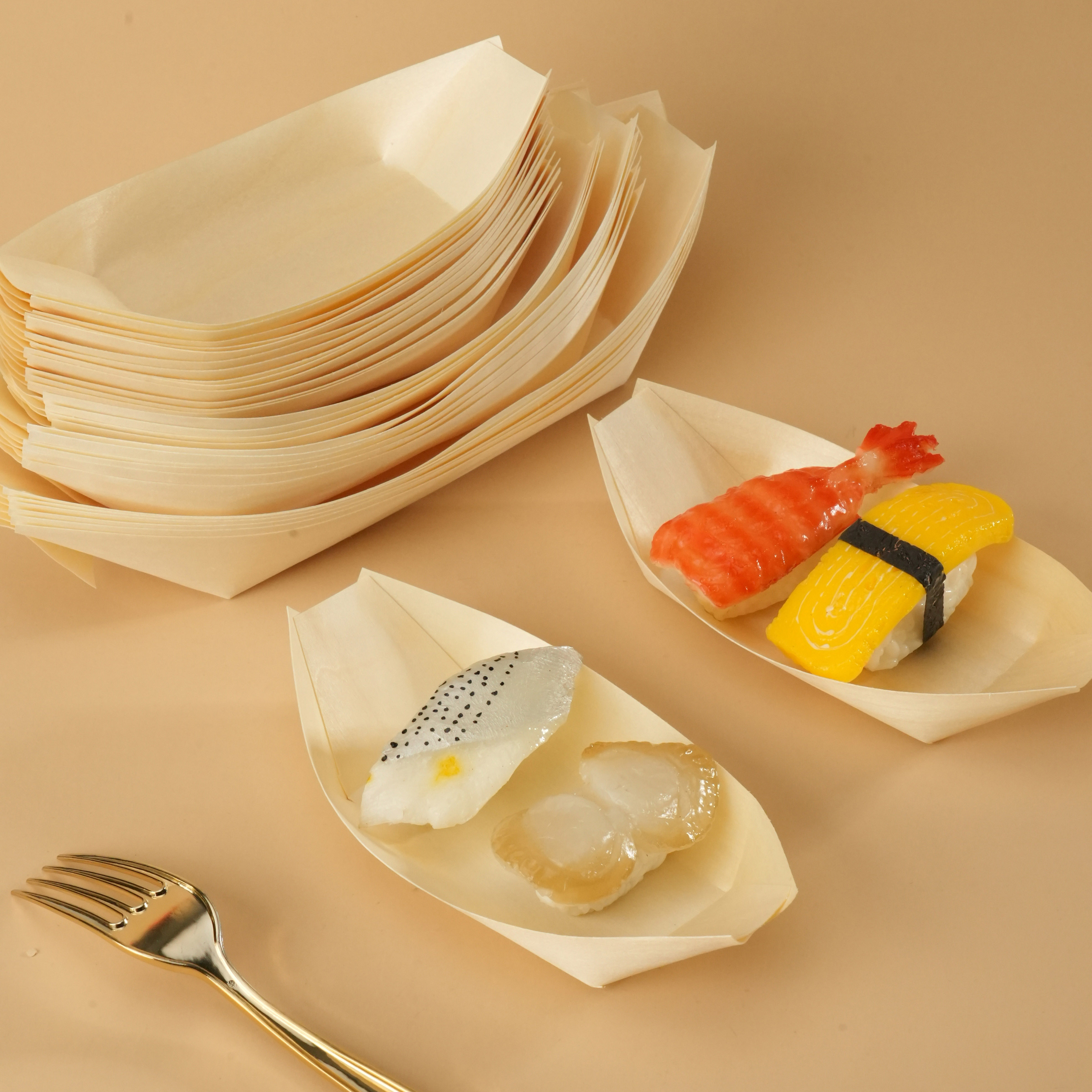 Wooden Sushi Boat 150pcs Disposable Sushi Tray aspen wood Sushi Serving Boat Japanese Sashimi Plate Sushi Platter