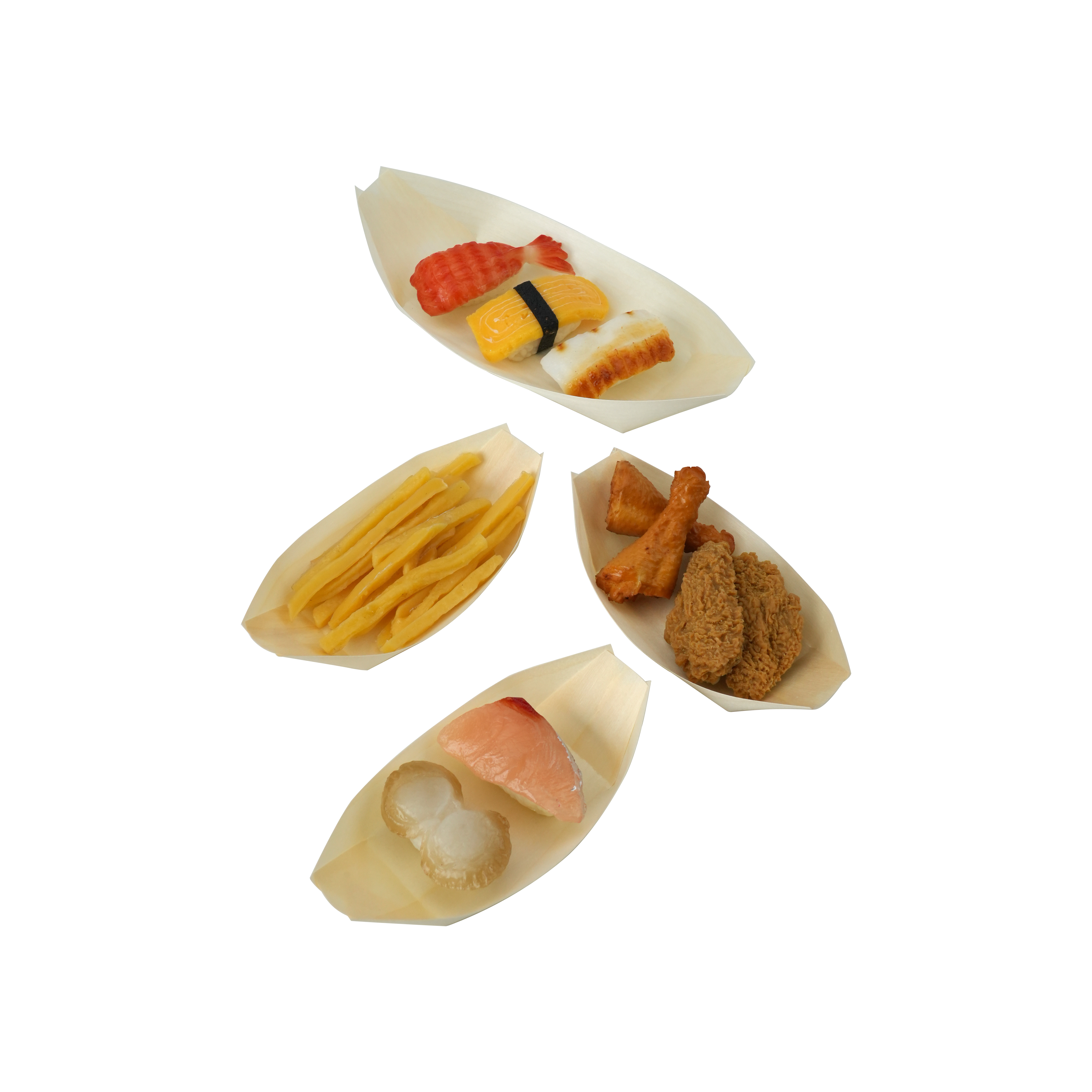 100pcs aspen Wooden Boat Disposable Wood Boat Plates Dishes Sushi Sushi Serving boat Tray