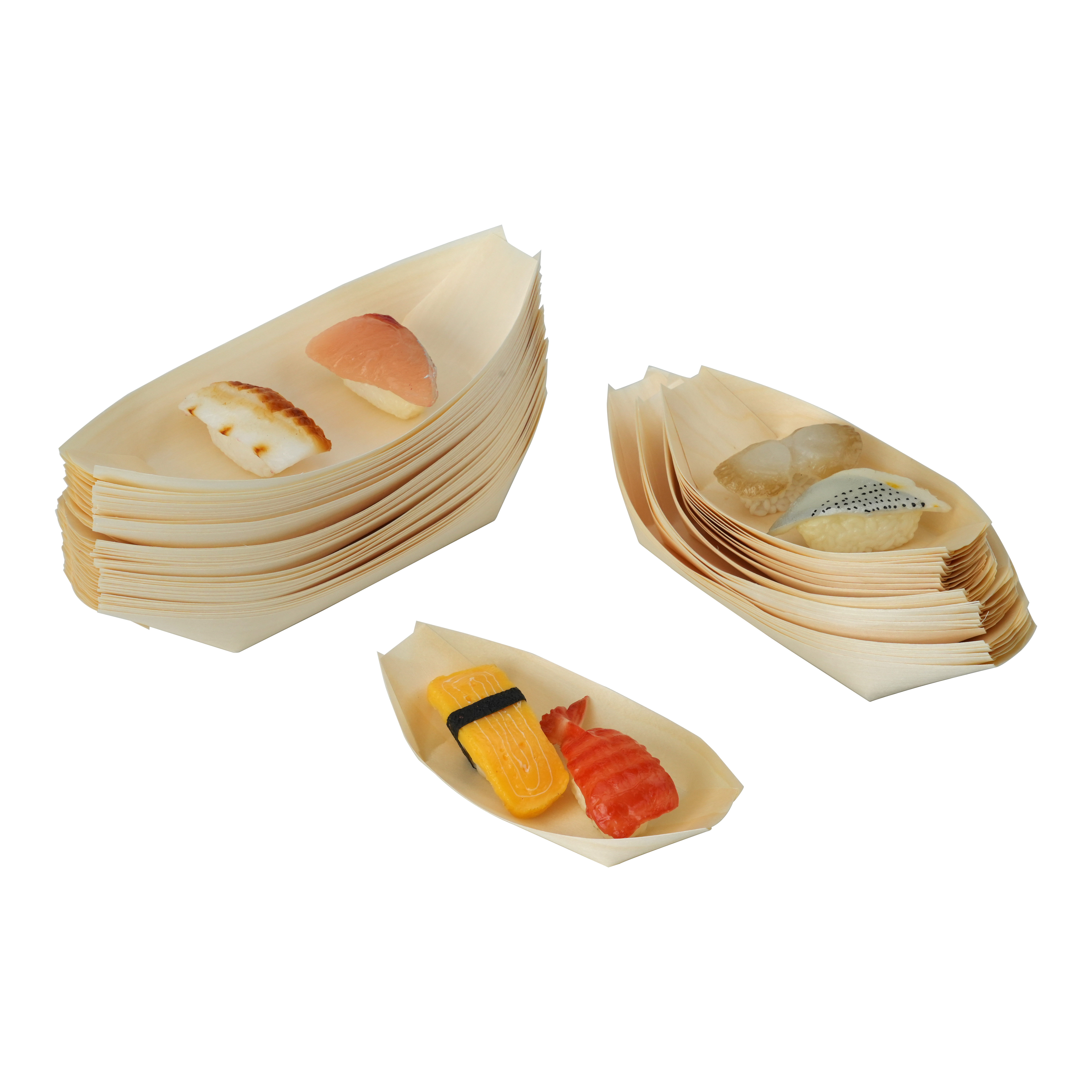Uchampak-Wholesale Disposable Japanese Restaurant Snack Dessert Appetizers Salad Plate Wooden Sushi Boat Tray