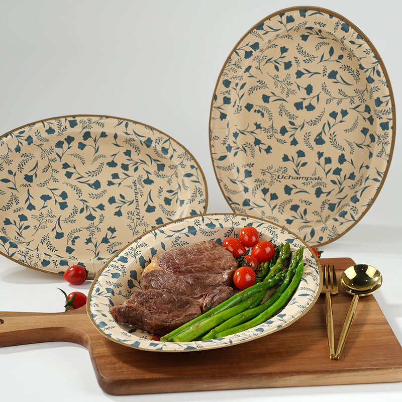 Uchampak Custom Biodegradable Paper Plates – Duty, Greaseproof for Party & Restaurant - Image 4