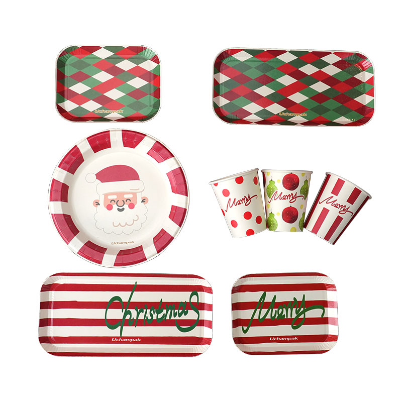 Christmas style Eco Friendly Disposable fruit cake Vegetable Food Paper Tray With Logo - Image 6