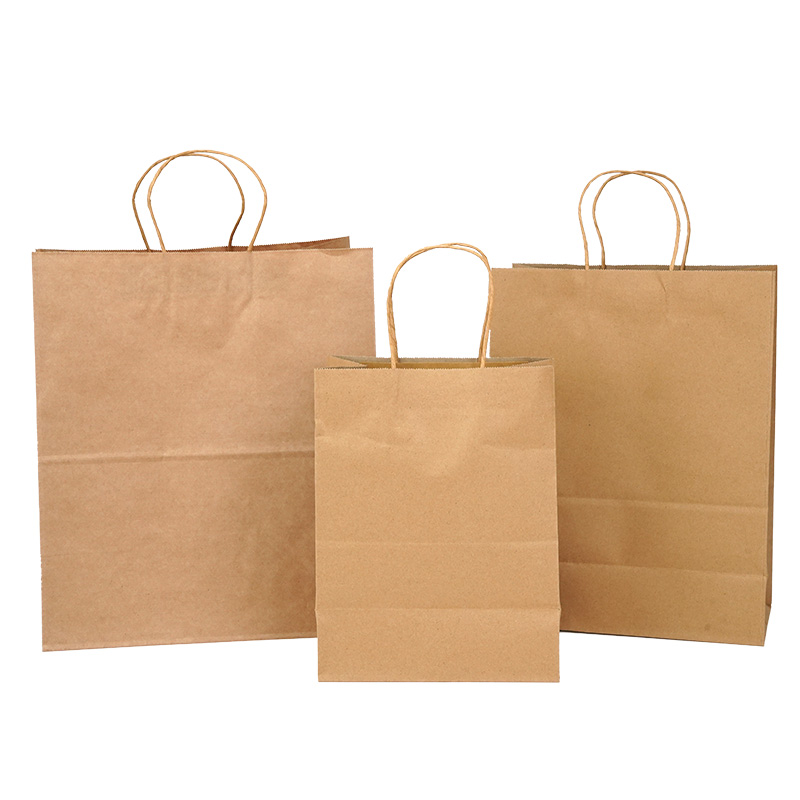 Factory Custom Printing logo Sizes Food Packaging Square Flat Bottom Paper Bag Brown Kraft Paper Bag With Handle - Image 3
