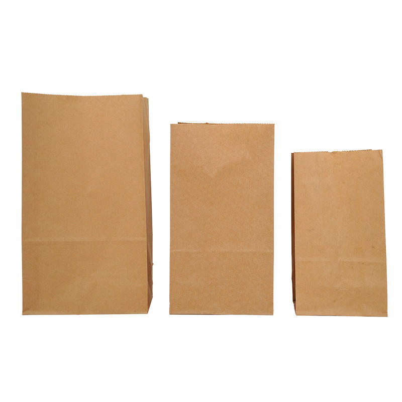 Factory Custom Printing logo Sizes Food Packaging Square Flat Bottom Paper Bag Brown Kraft Paper Bag With Handle - Image 4