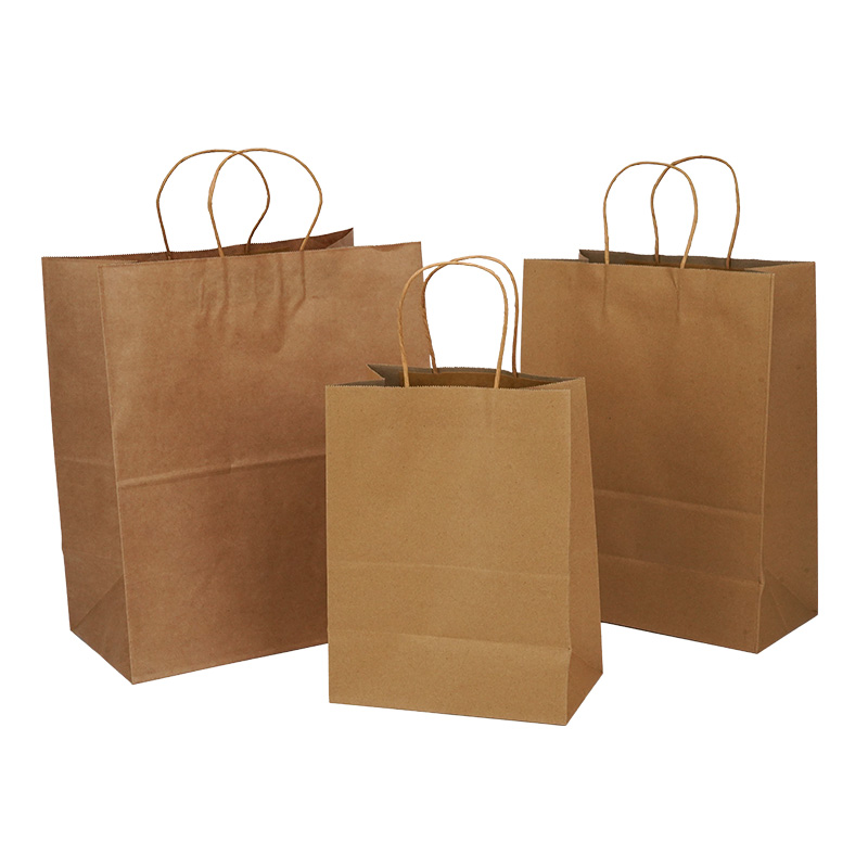 Factory Custom Printing logo Sizes Food Packaging Square Flat Bottom Paper Bag Brown Kraft Paper Bag With Handle - Image 5