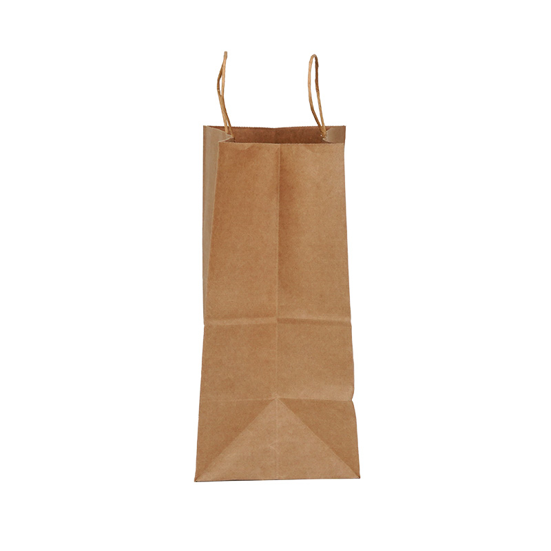 Factory Custom Printing logo Sizes Food Packaging Square Flat Bottom Paper Bag Brown Kraft Paper Bag With Handle - Image 6