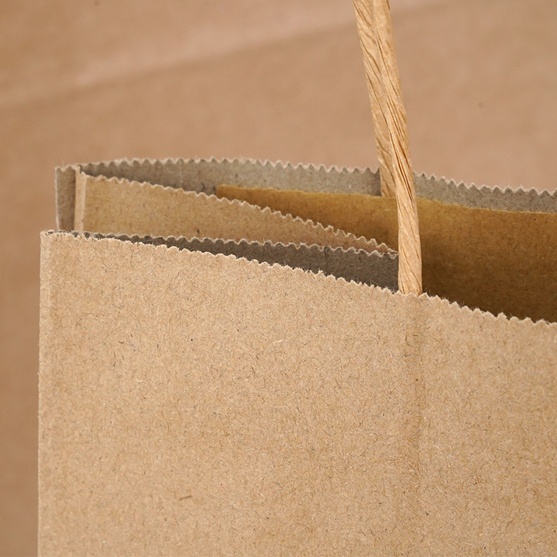 Factory Custom Printing logo Sizes Food Packaging Square Flat Bottom Paper Bag Brown Kraft Paper Bag With Handle - Image 8