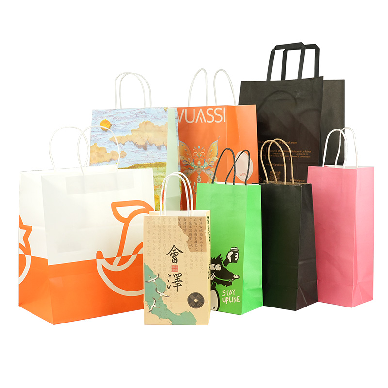 Uchampak Bulk Custom Paper Bags – High-Quality Kraft Handles for Food & Takeaway